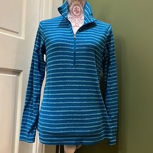 Sale! Columbia varied blue striped fleece pullover jacket, half  zipper